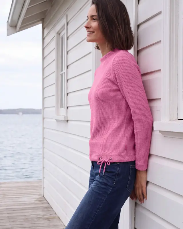 Cecil Shirt mit Stehkragen - Pink Flash Melange