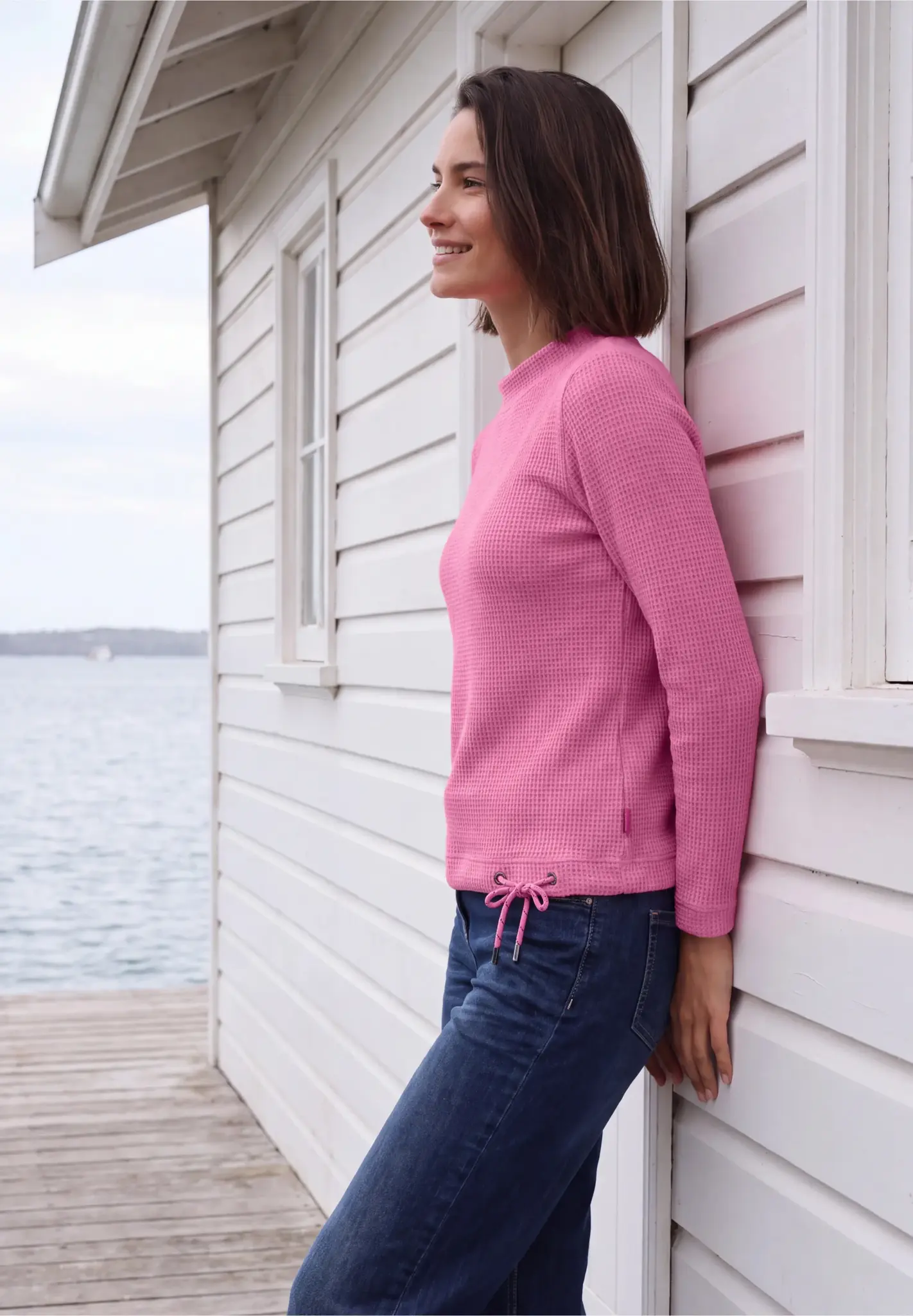 Cecil Shirt met Trechterhals - Pink Flash Melange