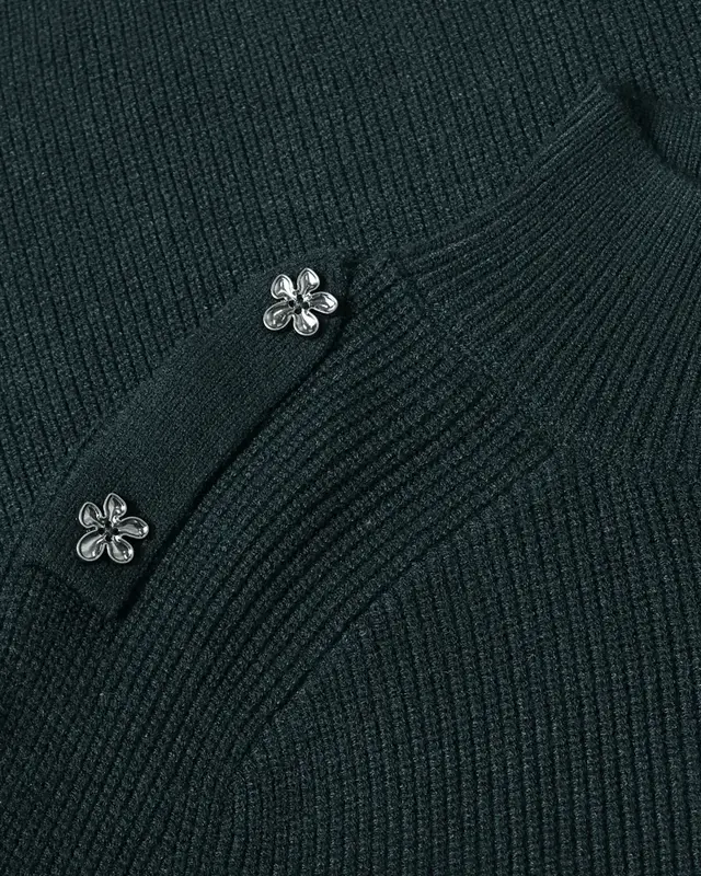 Street One Jumper with Button Detail - Stormy Green