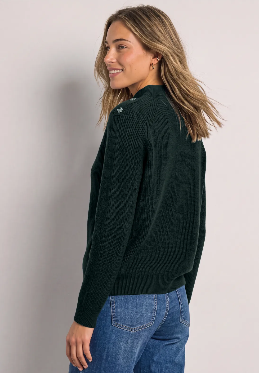 Street One Jumper with Button Detail - Stormy Green