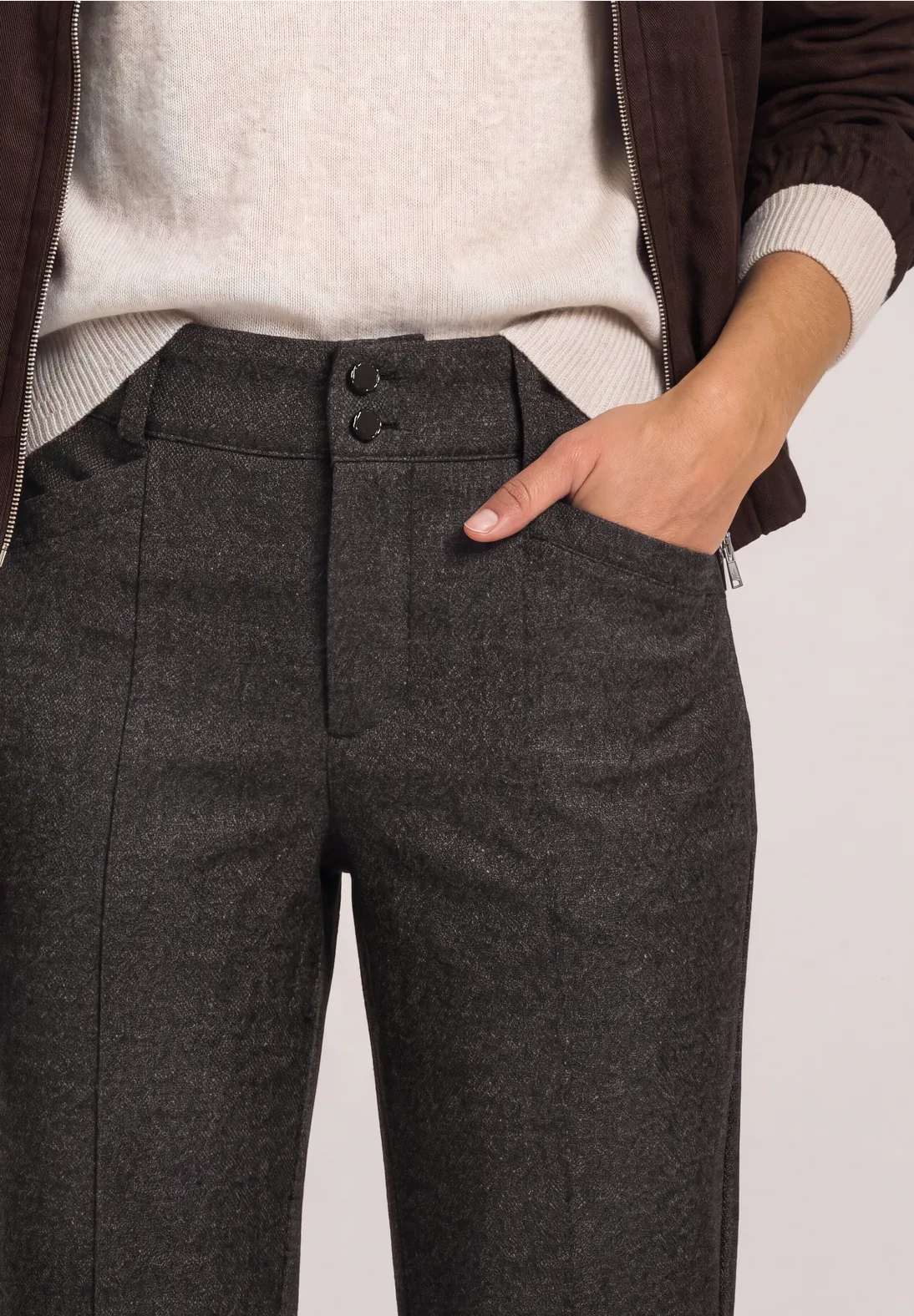 Street One High Waist Broek Yulius - Black Coffee