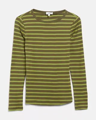 S. Oliver Striped Longsleeve - Guacamole
