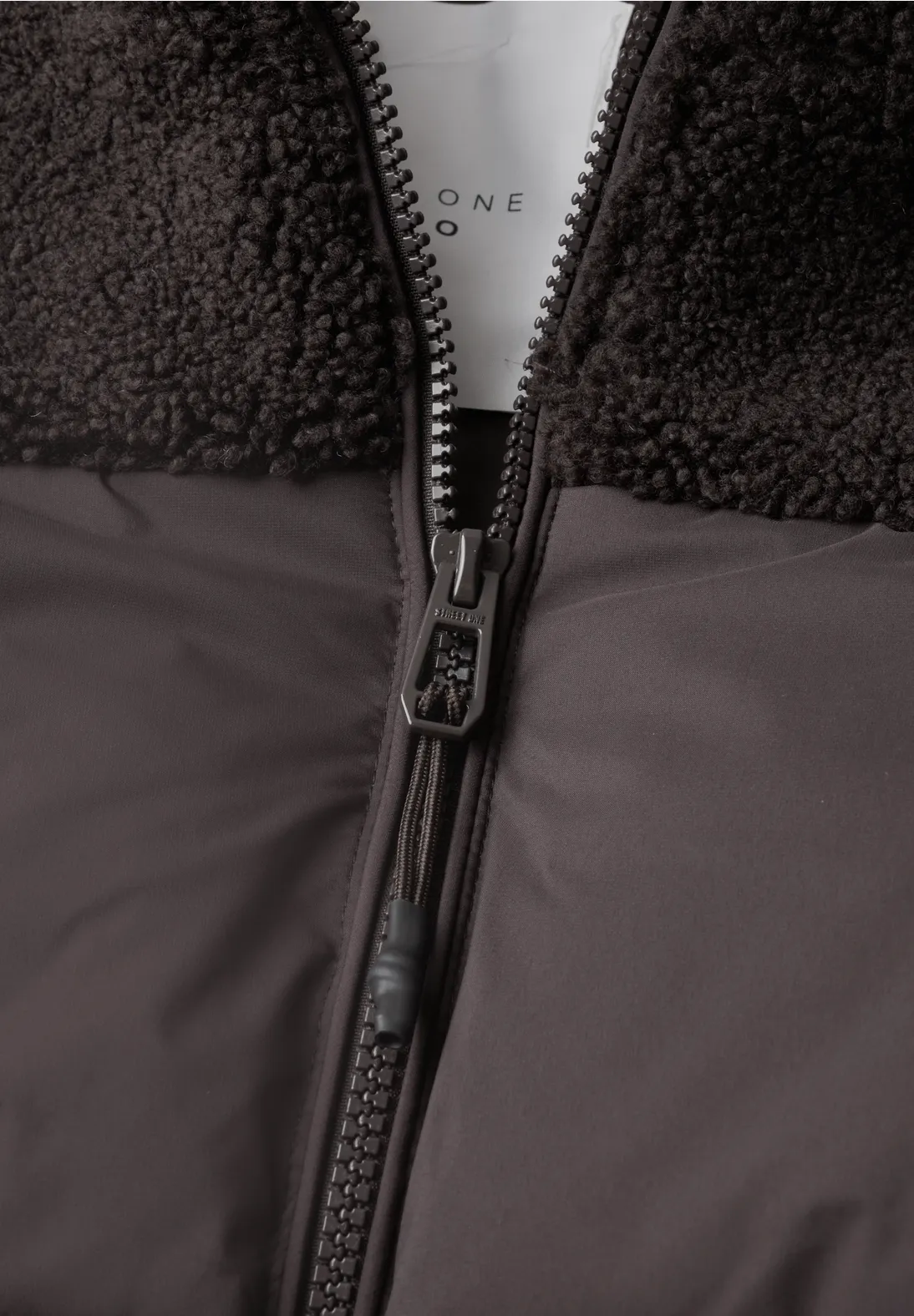 Street One Studio Quilted Jacket with Teddy Details – Charred Brown