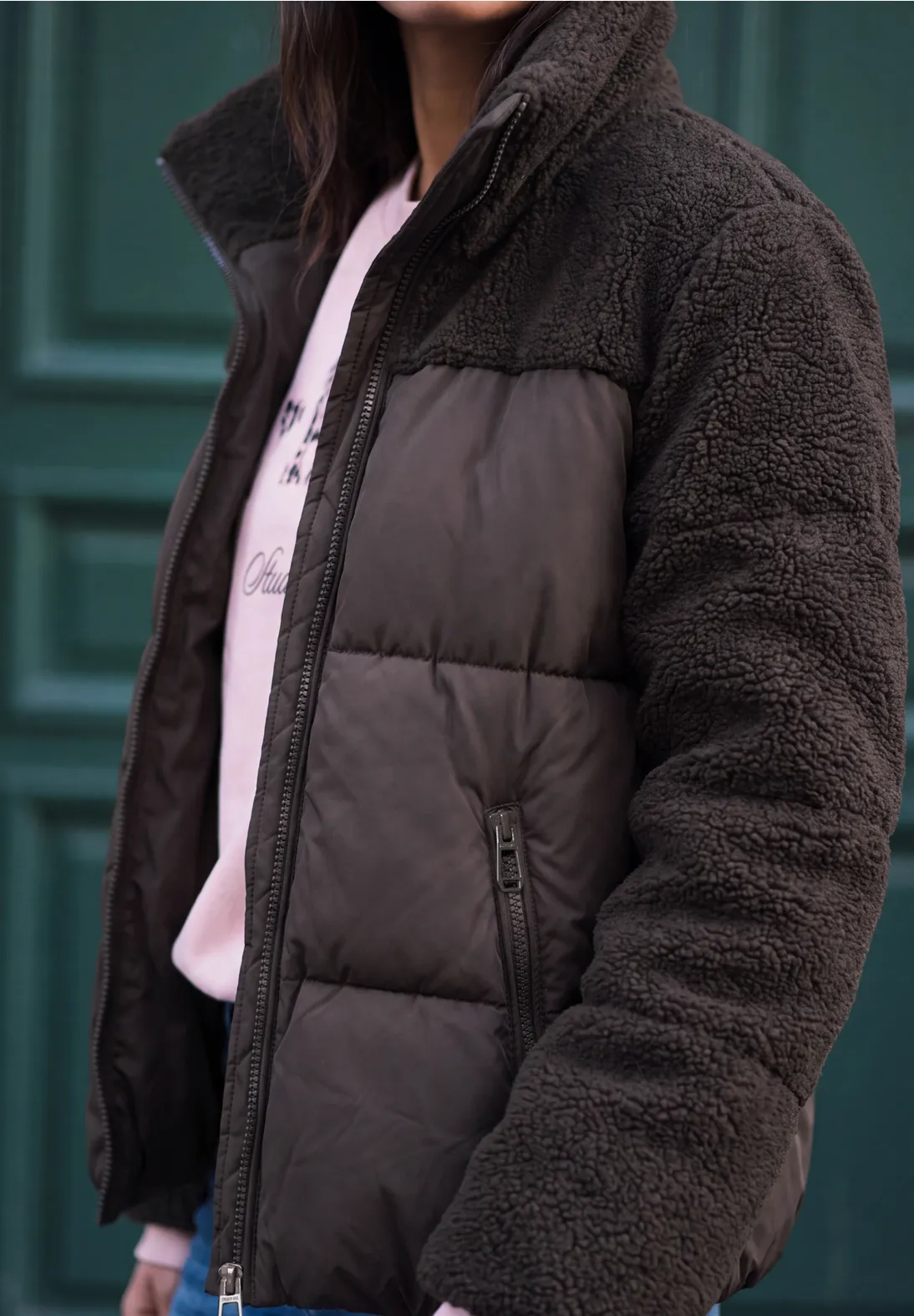 Street One Studio Steppjacke mit Teddy-Details - Charred Brown