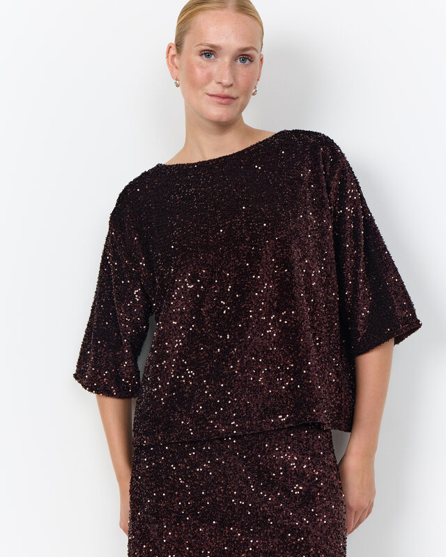 Soyaconcept Jasleen 1 Sequin Blouse – Chocolate Plum