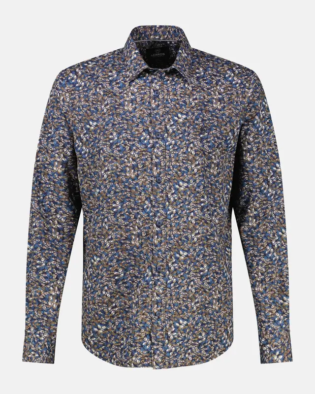 Lerros Overhemd Bloemenprint - Timber Brown