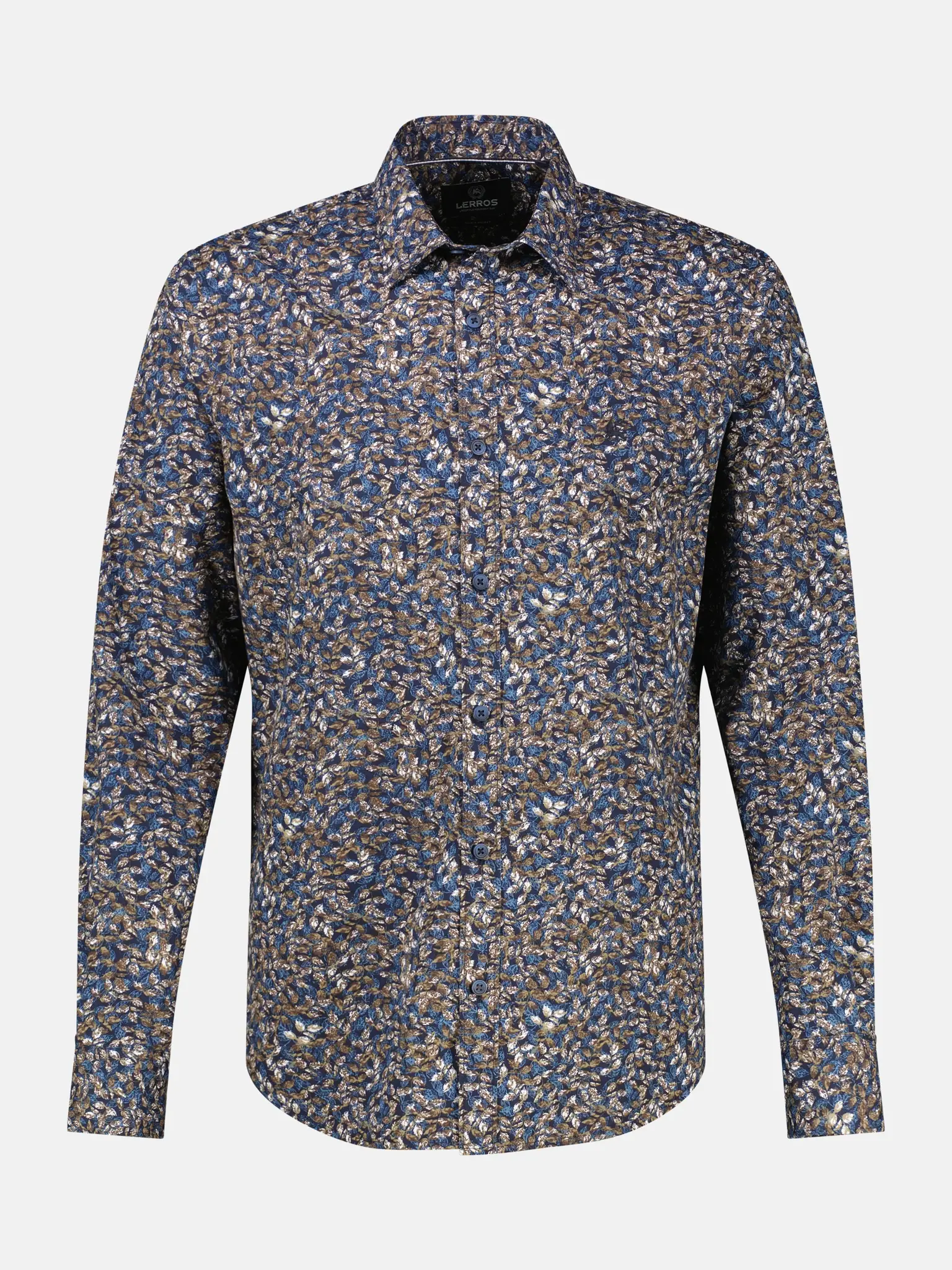 Lerros Shirt with Floral Print - Timber Brown
