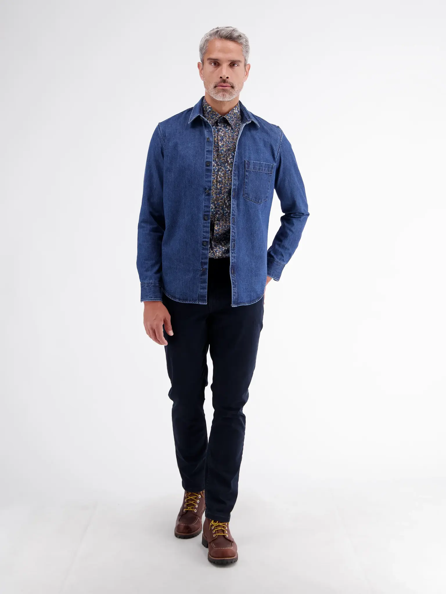 Lerros Shirt with Floral Print - Timber Brown