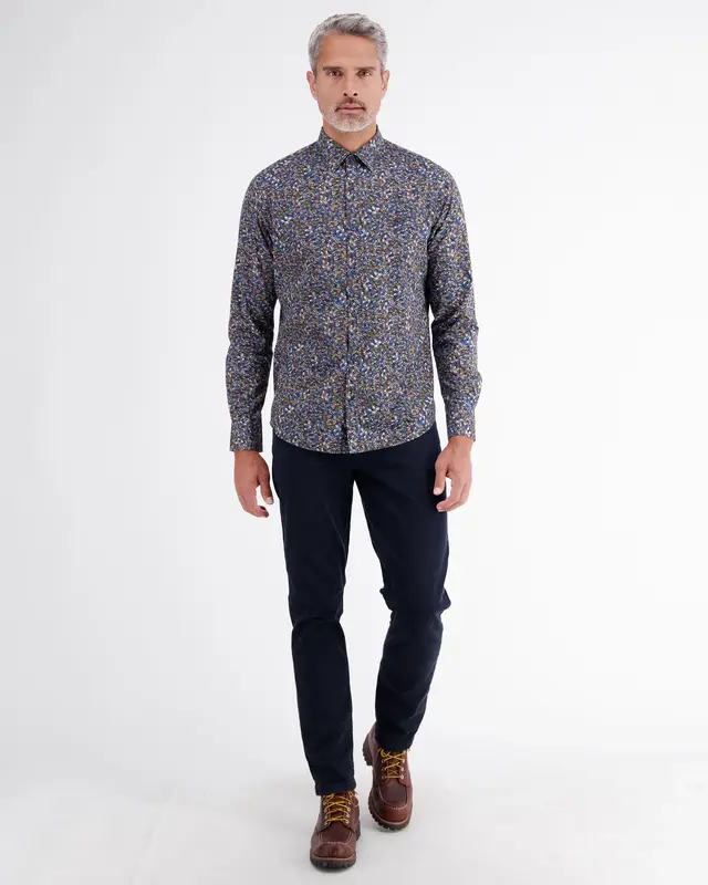 Lerros Overhemd Bloemenprint - Timber Brown