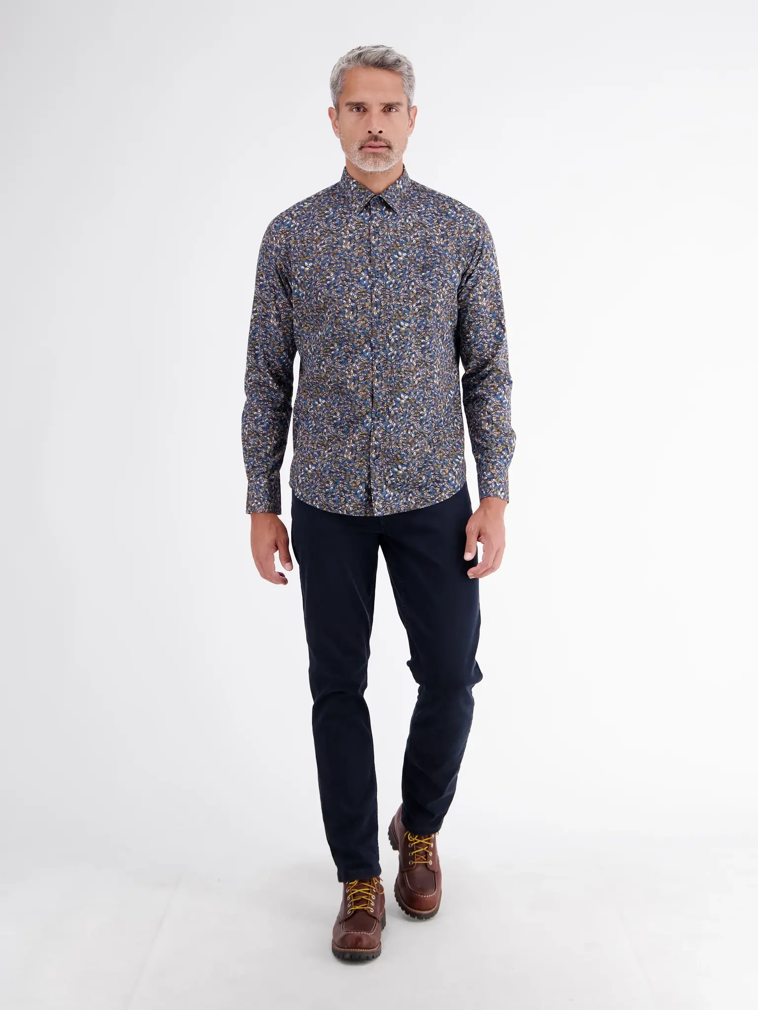 Lerros Hemd mit Blumenmuster - Timber Brown