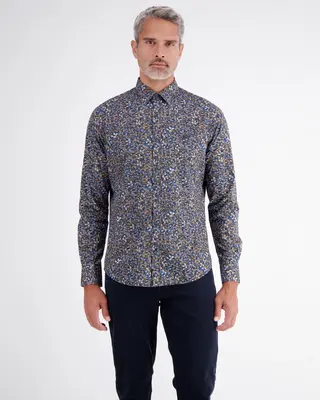 Lerros Shirt with Floral Print - Timber Brown
