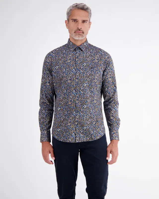 Lerros Overhemd Bloemenprint - Timber Brown