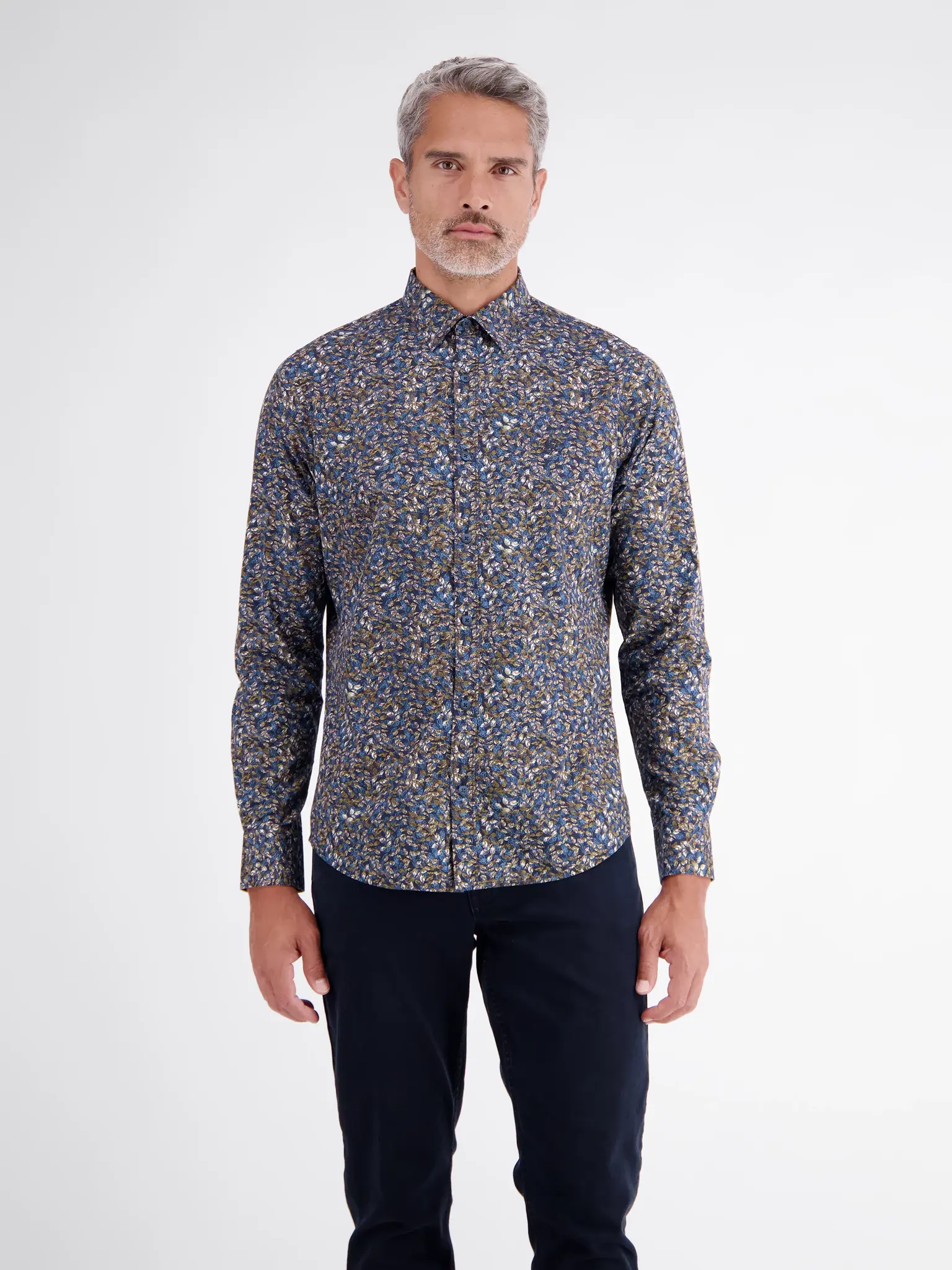 Lerros Overhemd Bloemenprint - Timber Brown