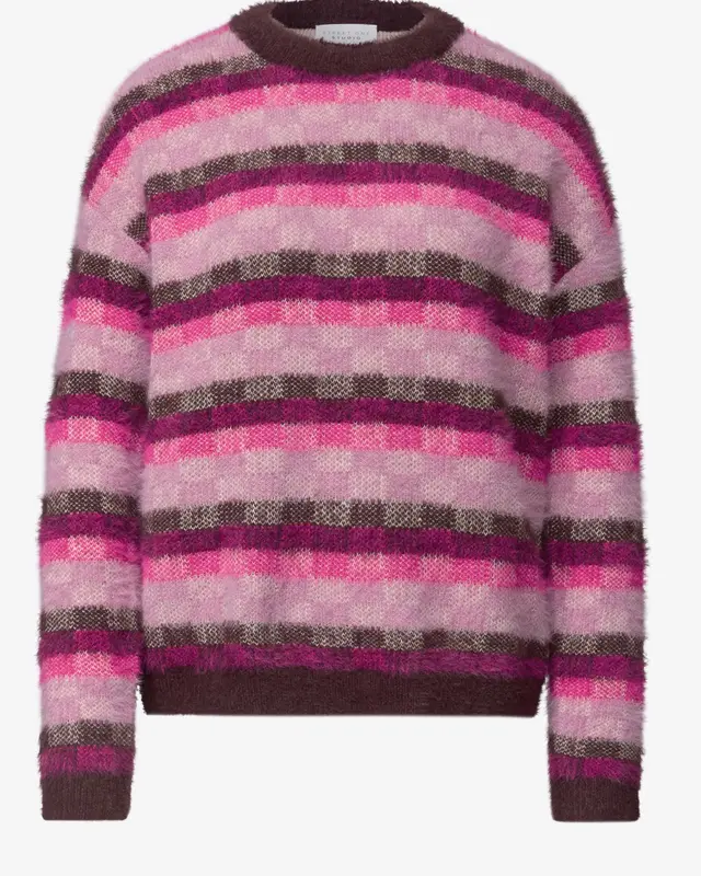 Street One Studio Sweater with Check Pattern - Russet Red