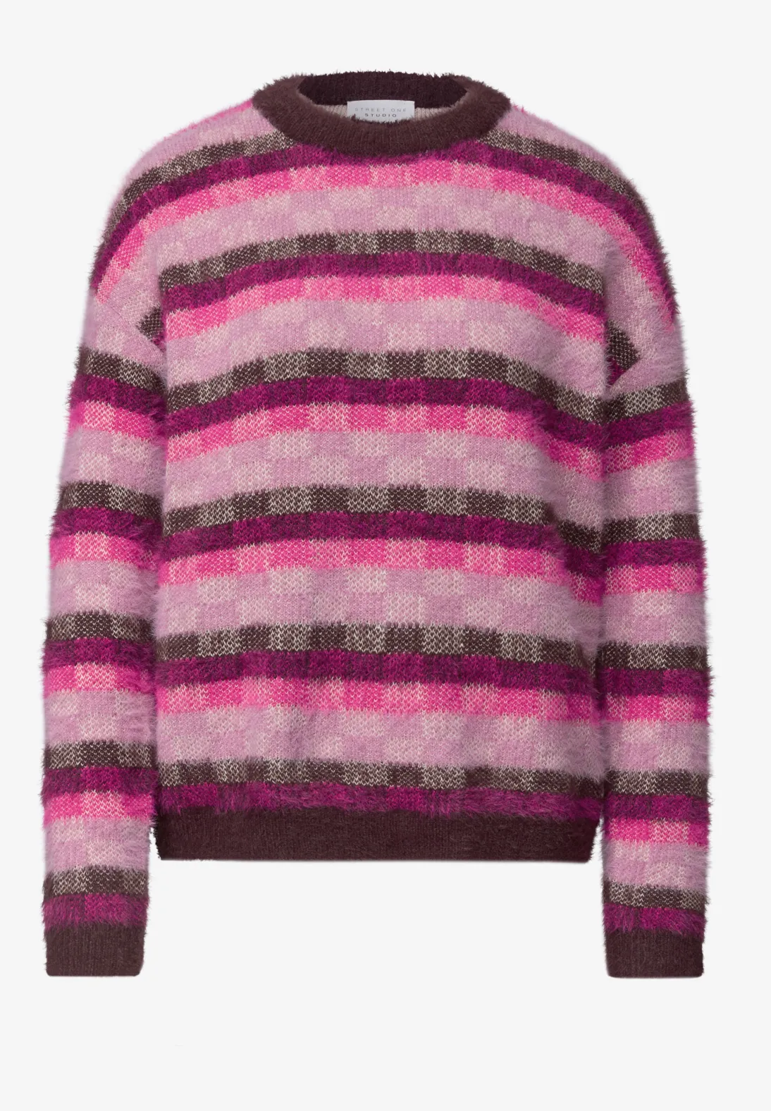 Street One Studio Sweater with Check Pattern - Russet Red