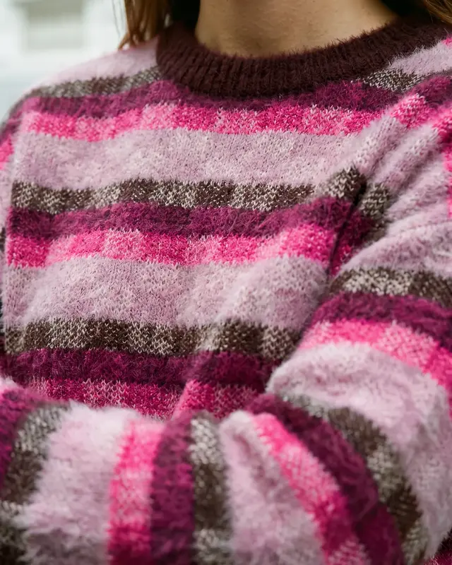 Street One Studio Sweater with Check Pattern - Russet Red