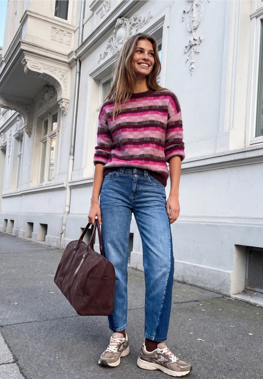 Street One Studio Trui met Ruitjespatroon - Russet Red