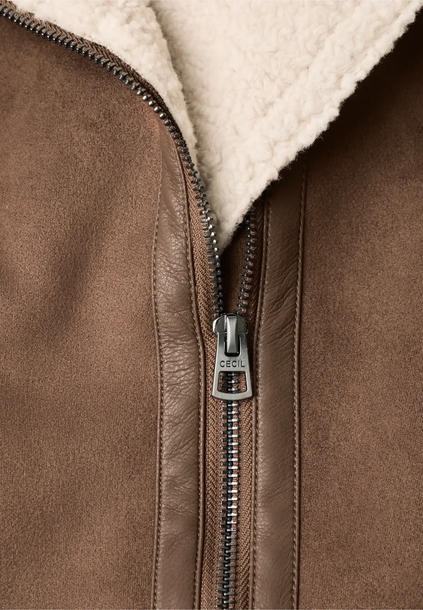 Cecil Velour Jacket with Teddydetails - Mocha Brown