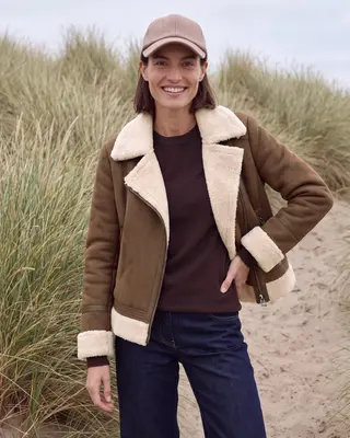 Cecil Velour Jacket with Teddydetails - Mocha Brown