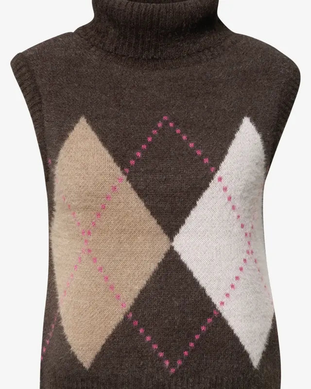 Cecil Vest met Argyle Patroon - Truffle Brown