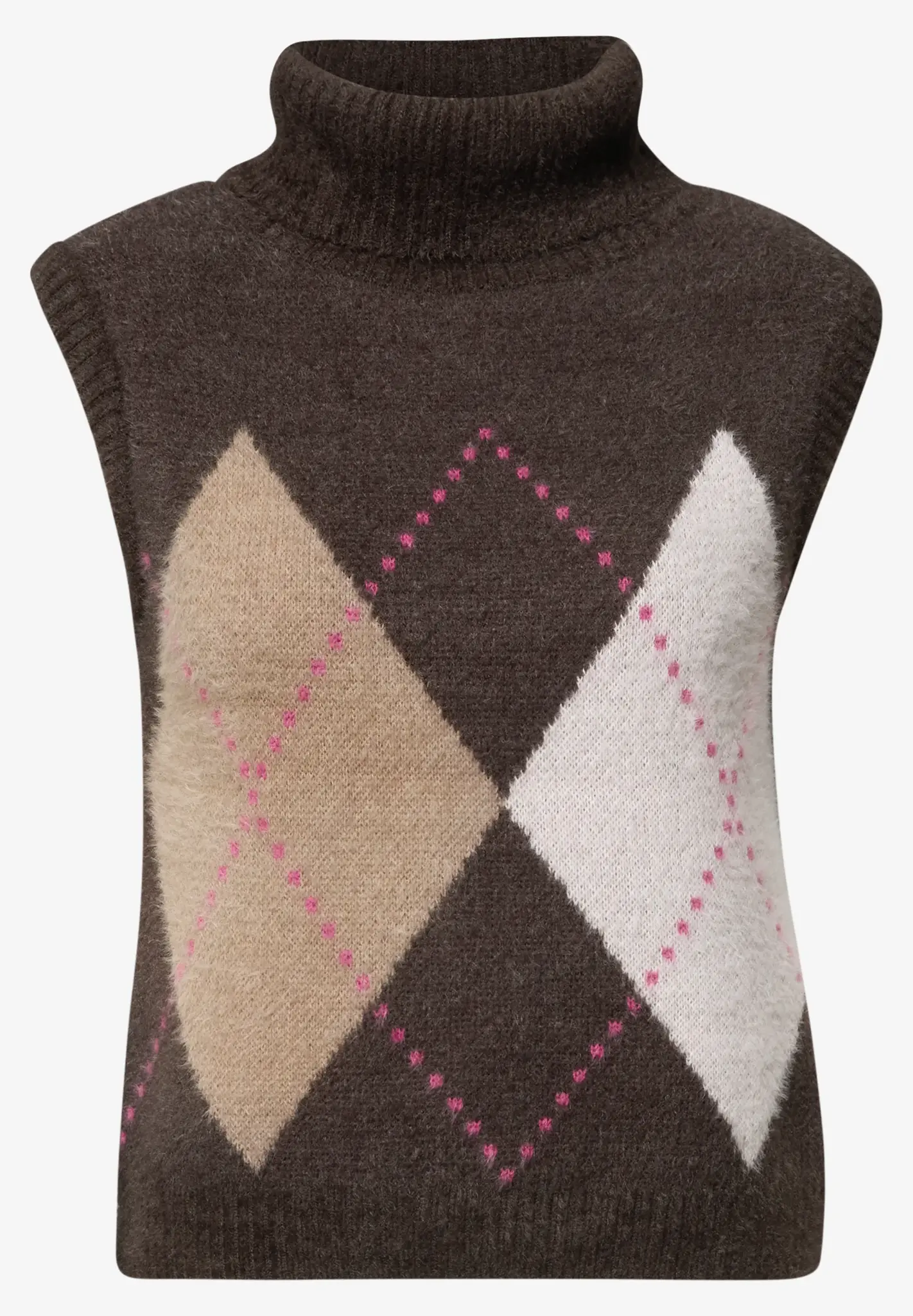 Cecil Strickweste mit Argyle Muster- Truffle Brown