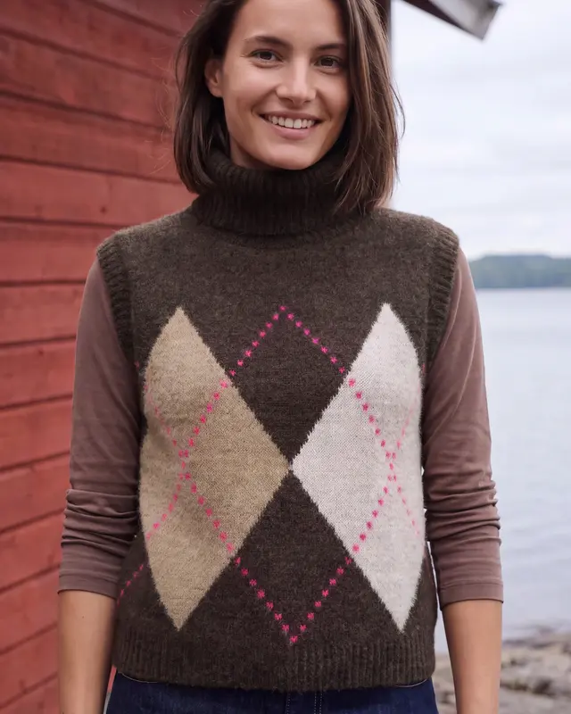 Cecil Strickweste mit Argyle Muster- Truffle Brown