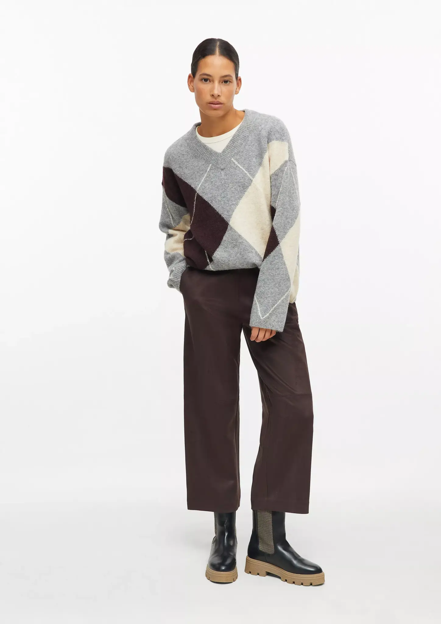 S. Oliver Pullover mit Argyle  Muster - Grey