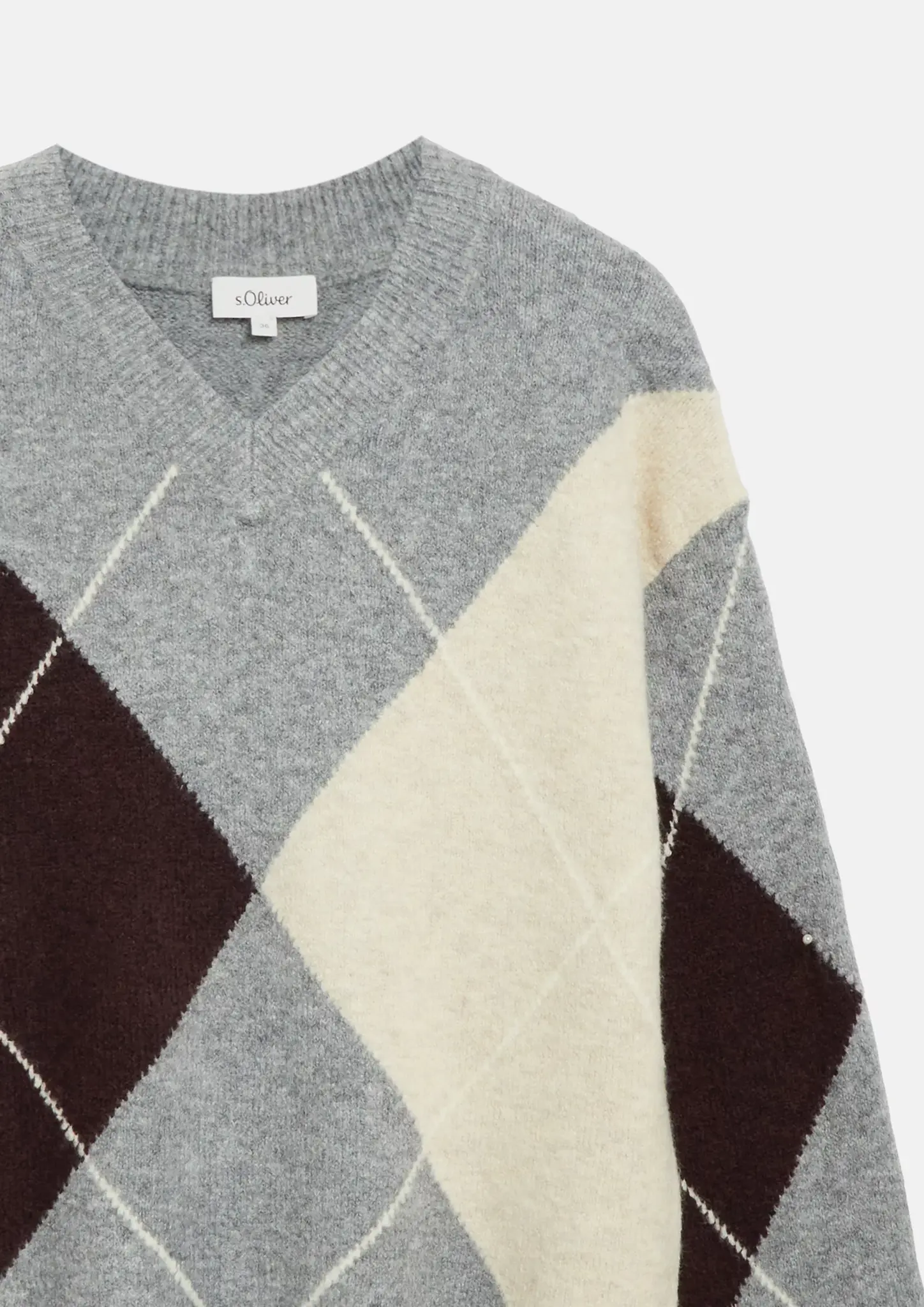 S. Oliver Jumper with Argyle Muster - Grey