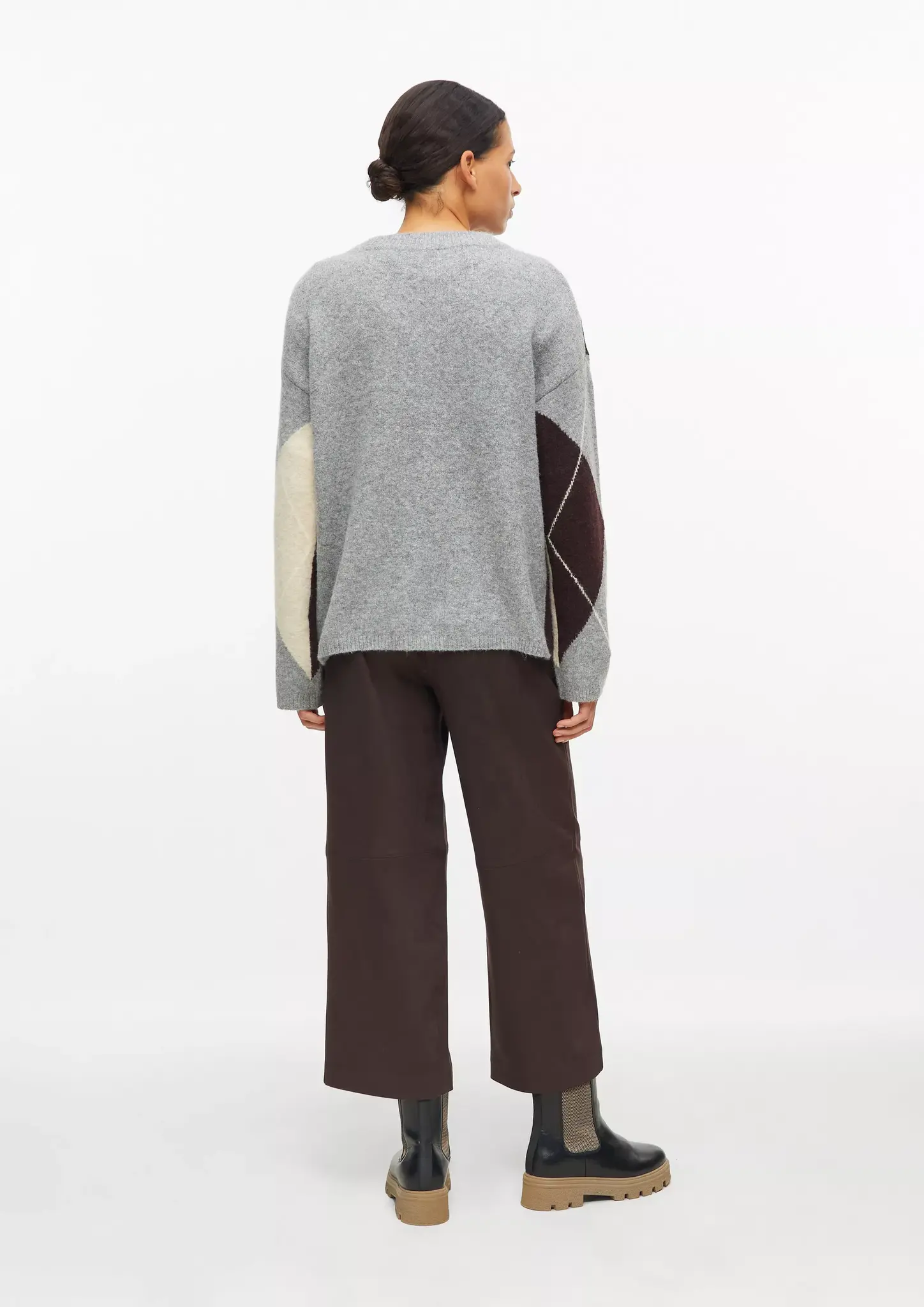 S. Oliver Jumper with Argyle Muster - Grey