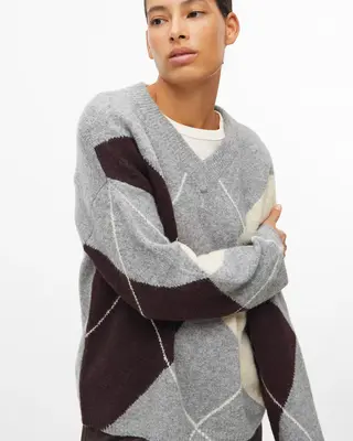 S. Oliver Trui met Argyle Print - Grey