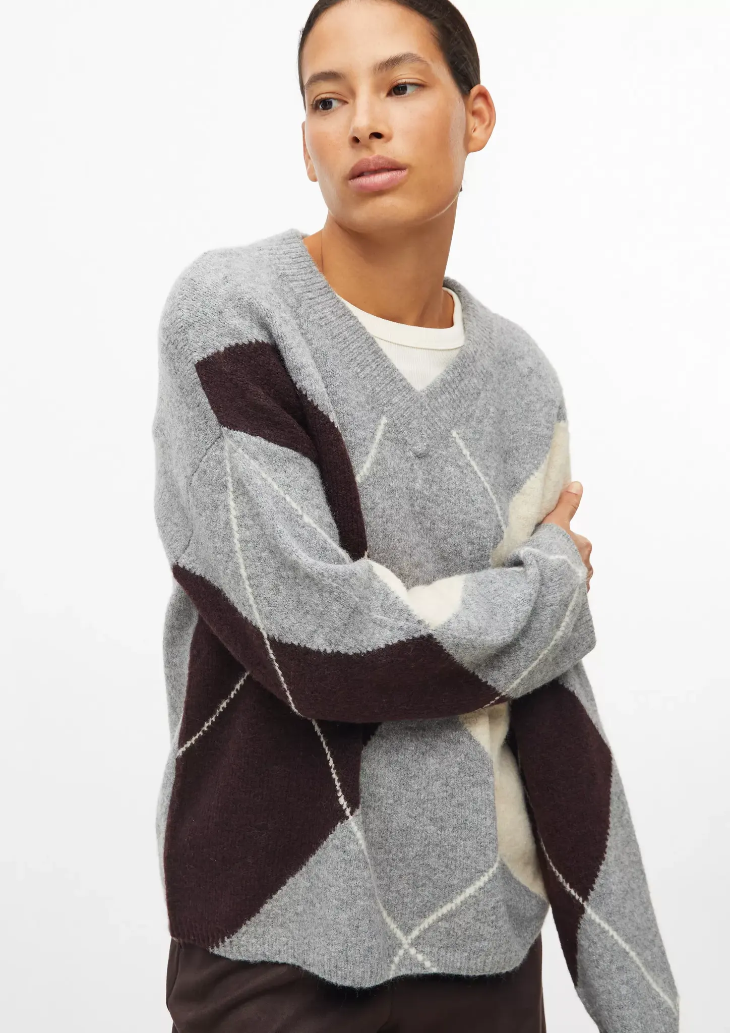 S. Oliver Pullover mit Argyle  Muster - Grey