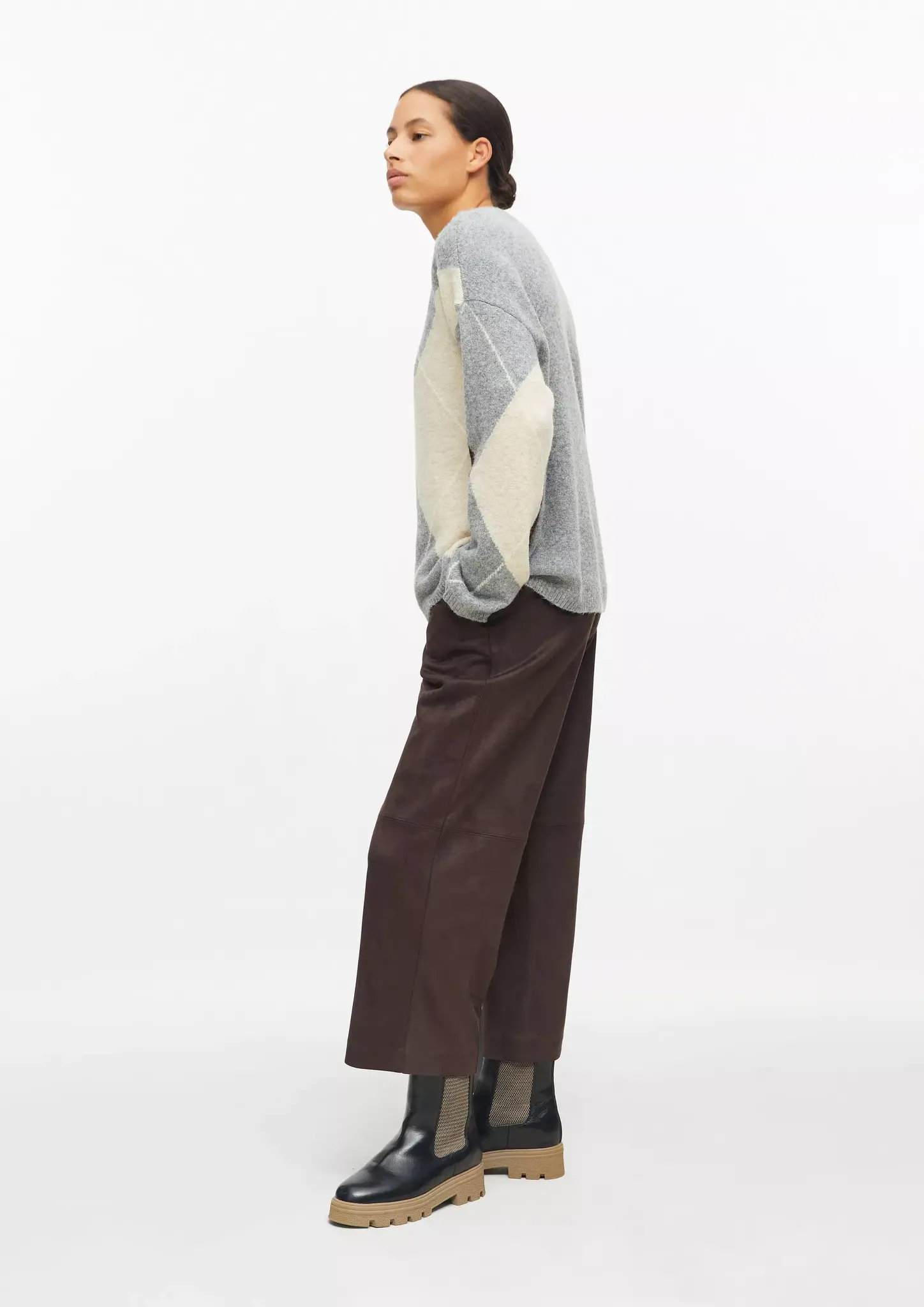 S. Oliver Jumper with Argyle Muster - Grey