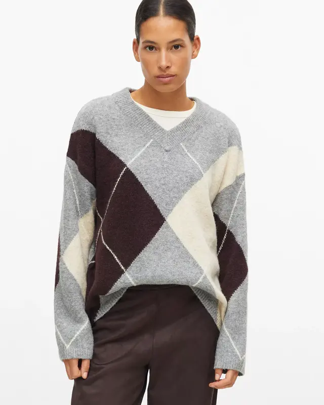 S. Oliver Pullover mit Argyle  Muster - Grey