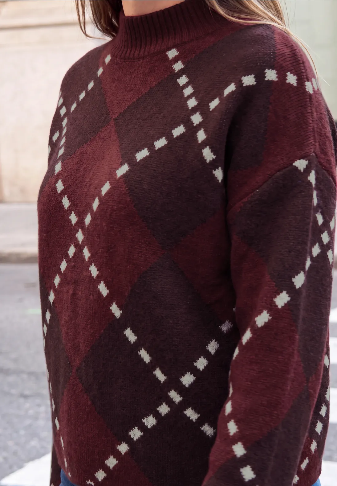 Street One Studio Trui met Argyle Patroon - Russet Red