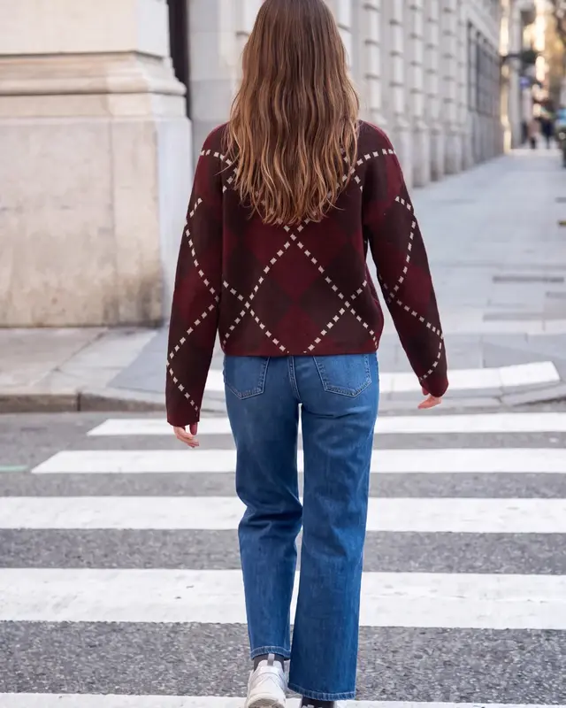 Street One Studio Pullover mit Argyle Muster - Russet Red