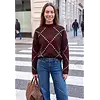 Jumper with Argyle Print - Russet Red