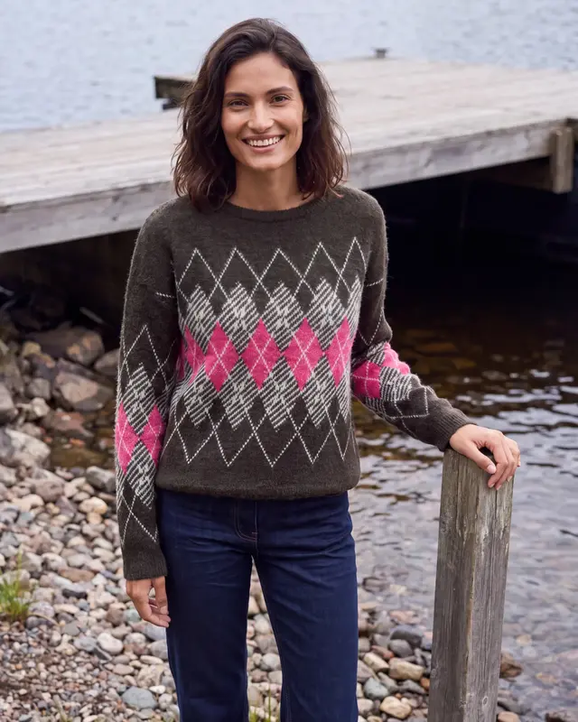 Cecil Pullover mit Argyle Muster - Truffle Brown