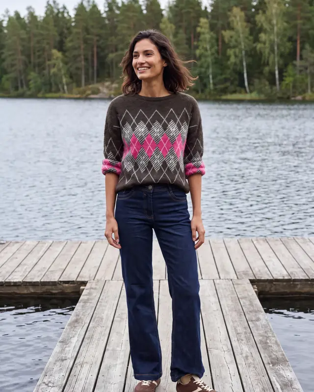 Cecil Pullover mit Argyle Muster - Truffle Brown