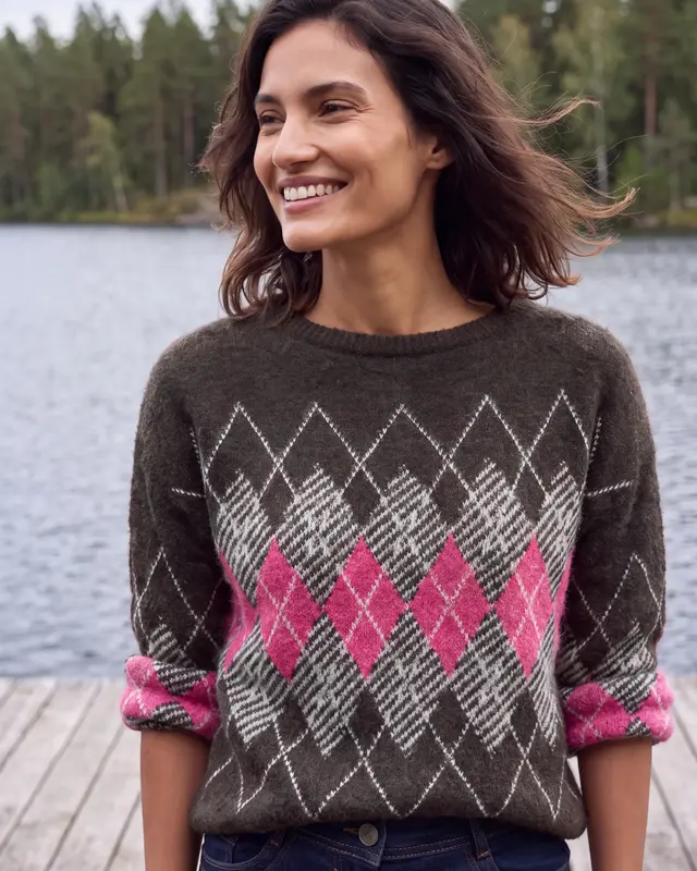 Cecil Pullover mit Argyle Muster - Truffle Brown