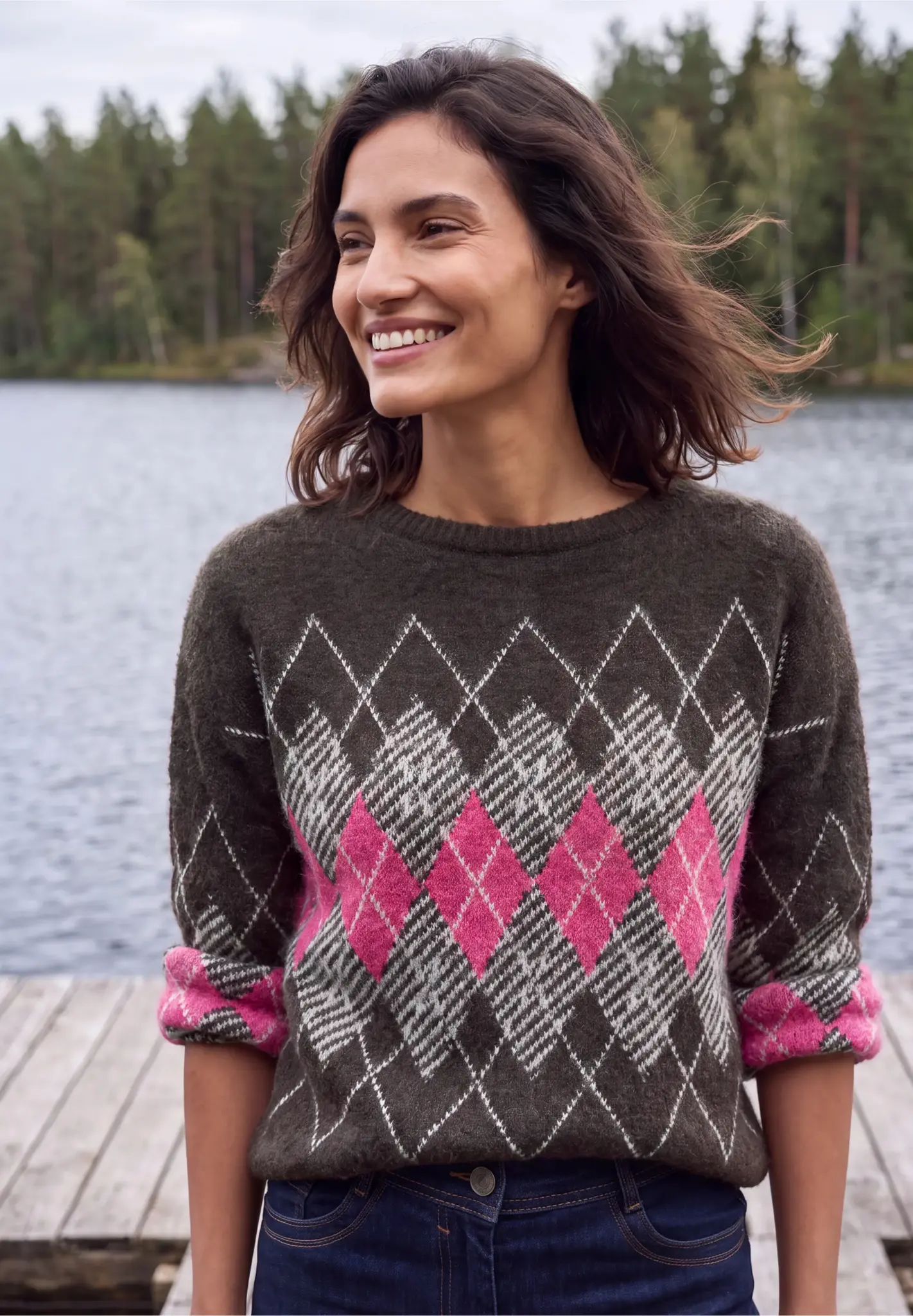 Cecil Pullover mit Argyle Muster - Truffle Brown