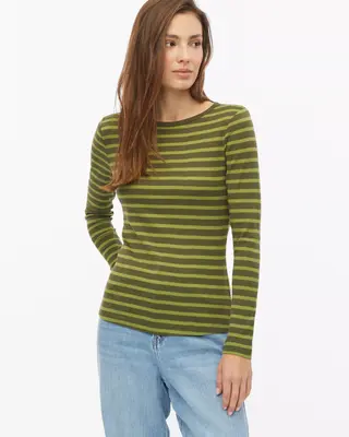 S. Oliver Streifen Longsleeve - Guacamole