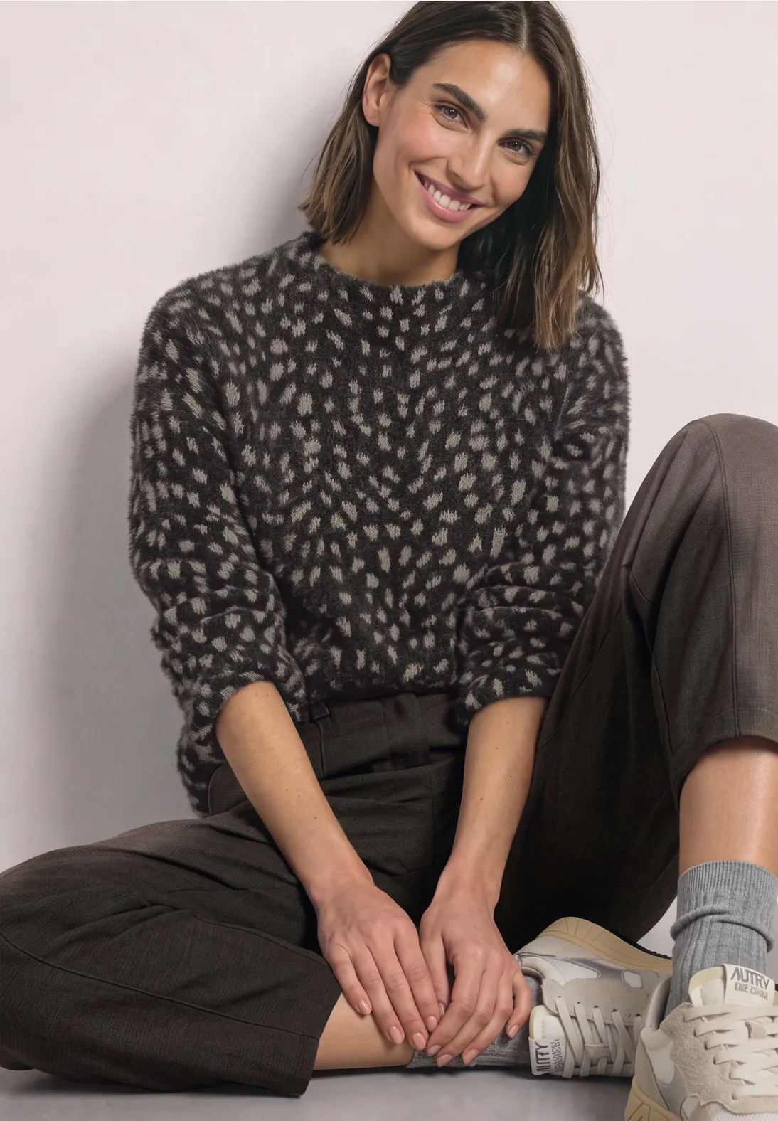 Street One Shirt mit Stehkragen - Black Coffee