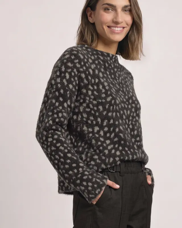 Street One Shirt mit Stehkragen - Black Coffee
