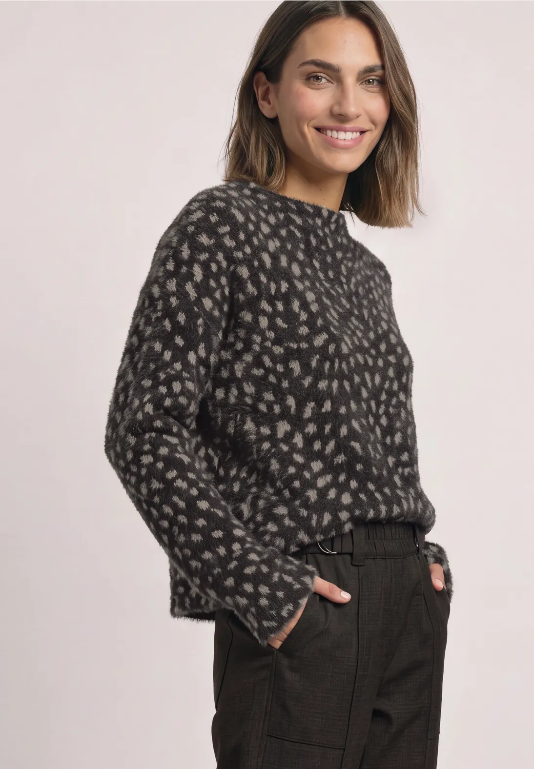 Street One Shirt with Collar - Black Coffee