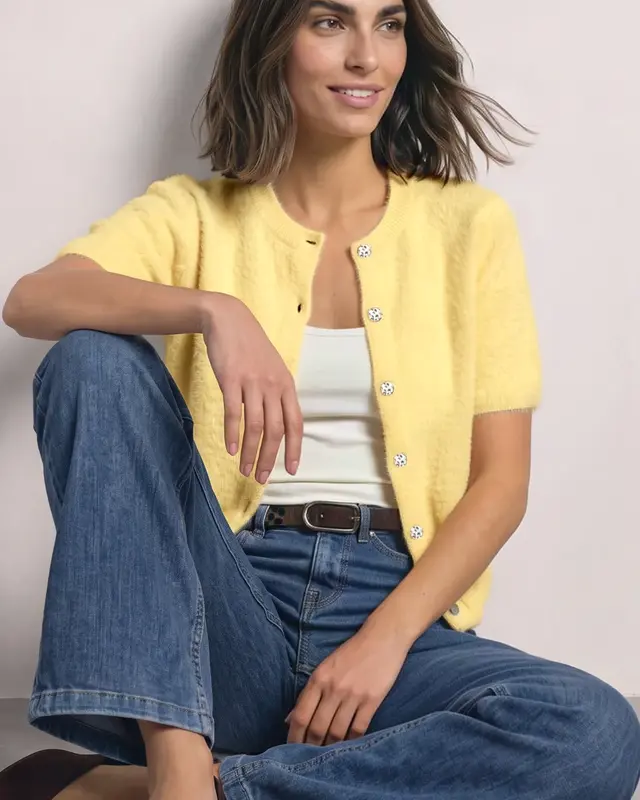 Street One Short Sleeve Cardigan - Sunbeam Yellow