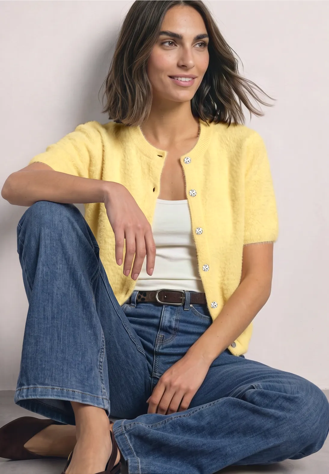 Street One Kurzarm Cardigan - Sunbeam Yellow