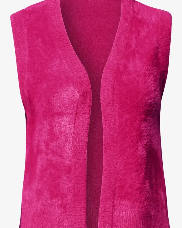 Cecil Open Cardigan, Feather Yarn - Pink Flash