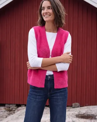 Cecil Open Cardigan, Federgarn - Pink Flash