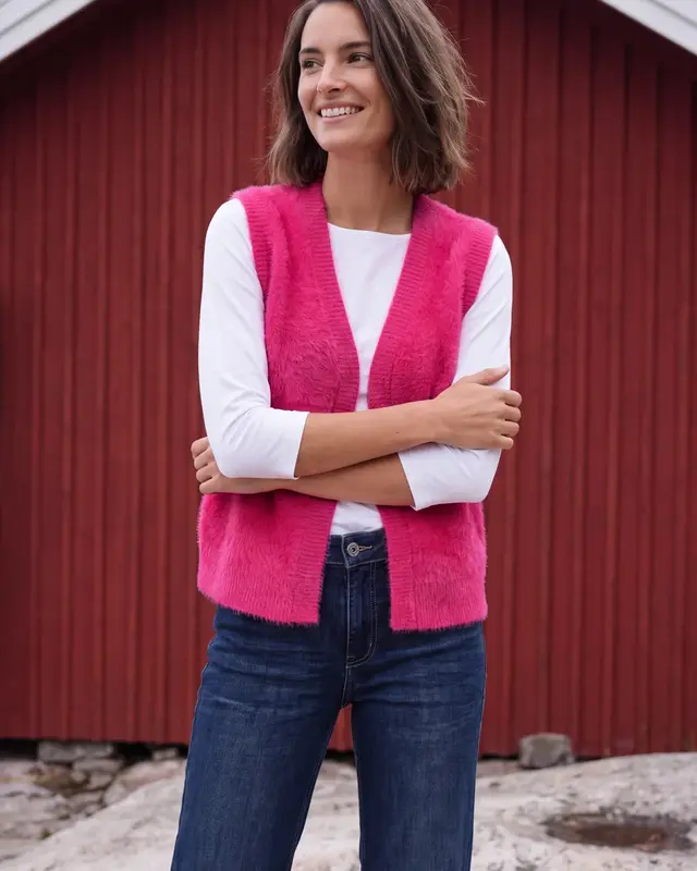 Cecil Open Cardigan, Federgarn - Pink Flash