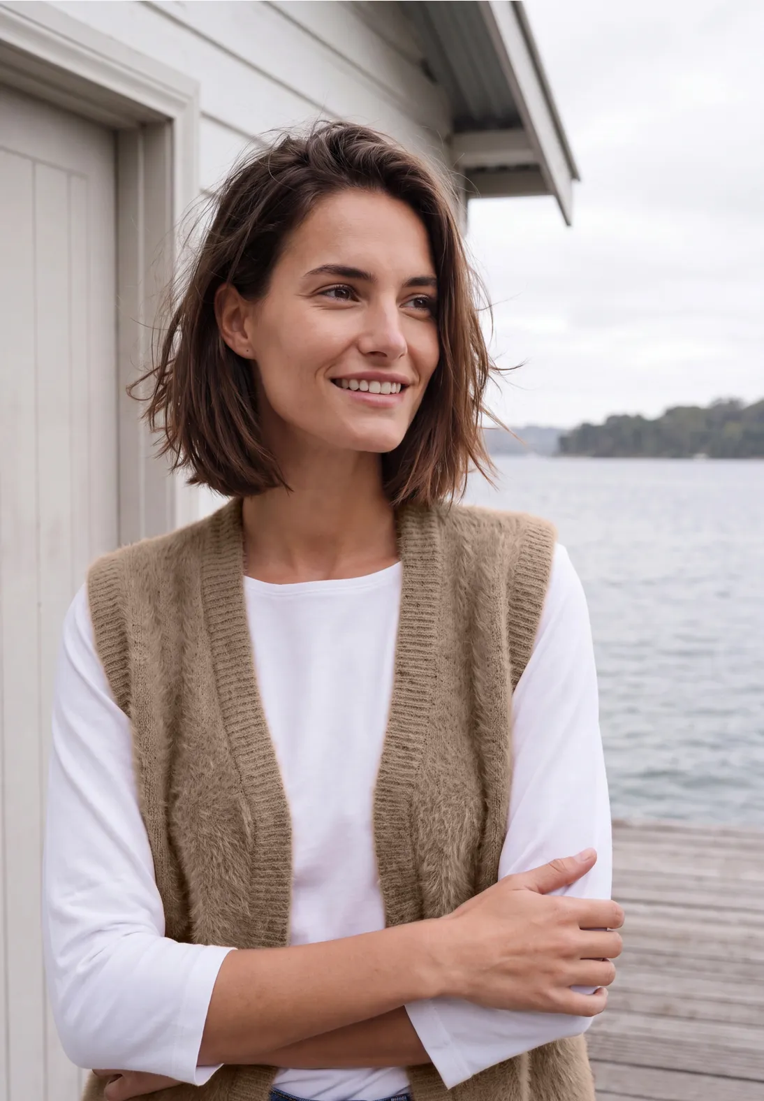 Cecil Open Cardigan, Federgarn - Creamy Mocha